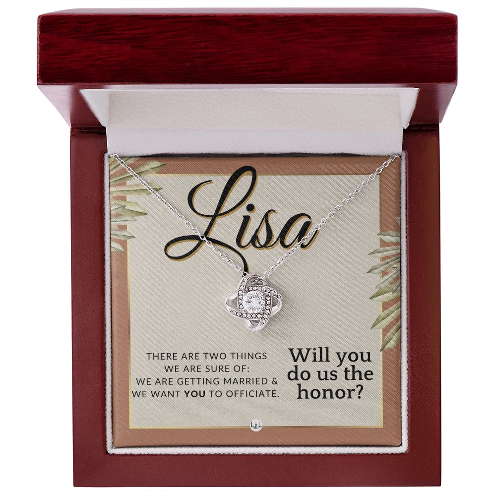 Wedding Officiant Proposal, Custom Name - Female Officiant, Vow Renewal - Do Us The Honor , Terracotta, Rust And Gold Wedding Theme - Jewelry - Personalized Gift