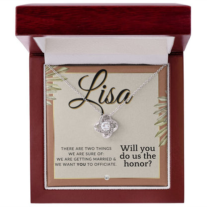 Wedding Officiant Proposal, Custom Name - Female Officiant, Vow Renewal - Do Us The Honor , Terracotta, Rust And Gold Wedding Theme - Jewelry - Personalized Gift