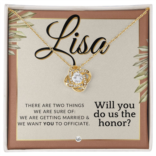 Wedding Officiant Proposal, Custom Name - Female Officiant, Vow Renewal - Do Us The Honor , Terracotta, Rust And Gold Wedding Theme - Jewelry - Personalized Gift