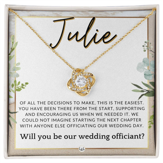 Wedding Officiant Proposal, Custom Name - Female Officiant, Vow Renewal - Of All The Decisions , Beach and Destination Wedding Theme - Jewelry - Personalized Gift