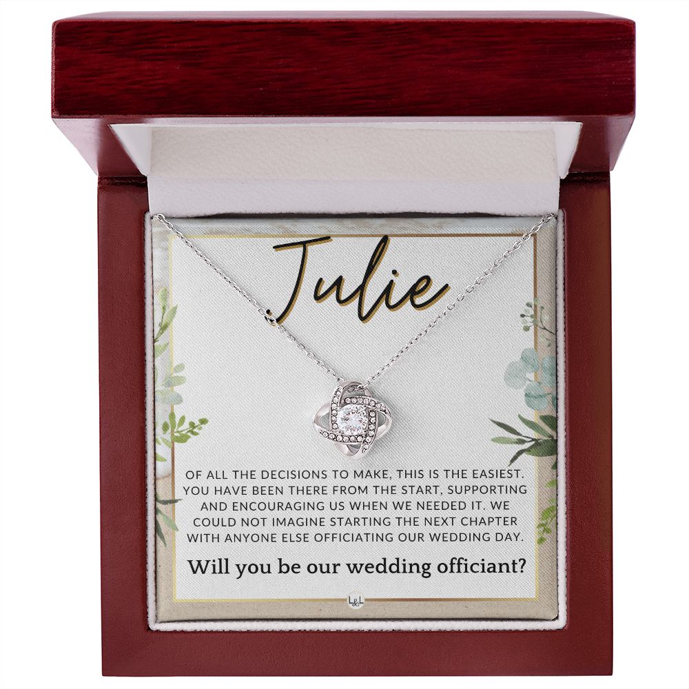Wedding Officiant Proposal, Custom Name - Female Officiant, Vow Renewal - Of All The Decisions , Beach and Destination Wedding Theme - Jewelry - Personalized Gift