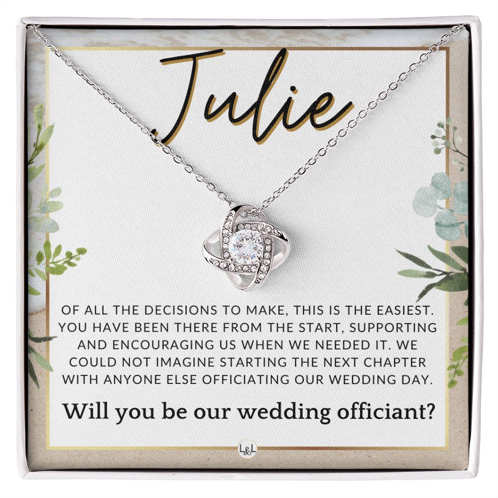 Wedding Officiant Proposal, Custom Name - Female Officiant, Vow Renewal - Of All The Decisions , Beach and Destination Wedding Theme - Jewelry - Personalized Gift