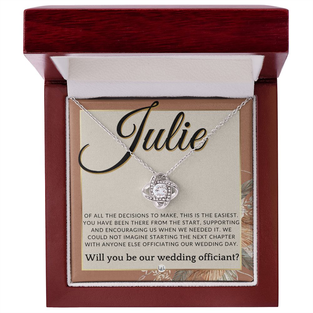 Wedding Officiant Proposal, Custom Name - Female Officiant, Vow Renewal - Of All The Decisions , Terracotta, Rust And Gold Wedding Theme - Jewelry - Personalized Gift