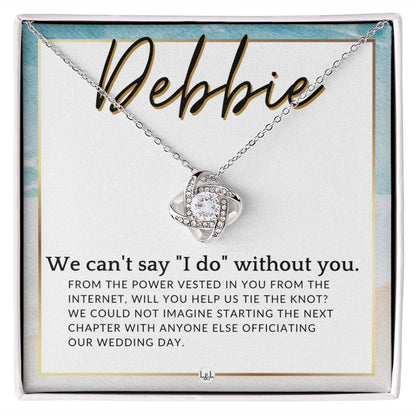 Wedding Officiant Proposal, Custom Name - From The Power Vested In You From The Internet , Beach and Destination Wedding Theme - Jewelry - Personalized Gift
