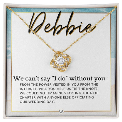 Wedding Officiant Proposal, Custom Name - From The Power Vested In You From The Internet , Beach and Destination Wedding Theme - Jewelry - Personalized Gift