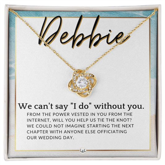 Wedding Officiant Proposal, Custom Name - From The Power Vested In You From The Internet , Beach and Destination Wedding Theme - Jewelry - Personalized Gift