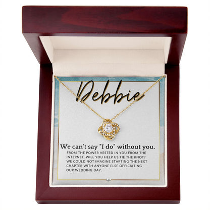Wedding Officiant Proposal, Custom Name - From The Power Vested In You From The Internet , Beach and Destination Wedding Theme - Jewelry - Personalized Gift