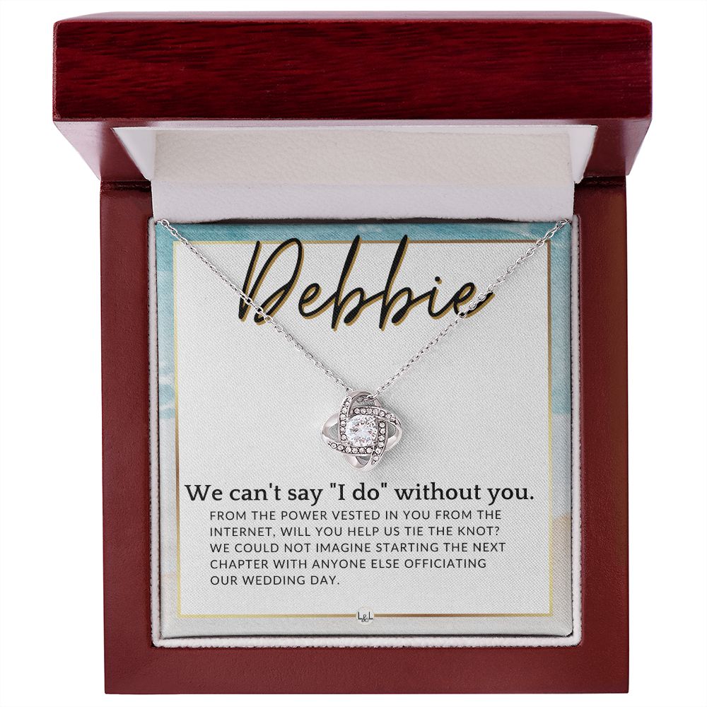 Wedding Officiant Proposal, Custom Name - From The Power Vested In You From The Internet , Beach and Destination Wedding Theme - Jewelry - Personalized Gift