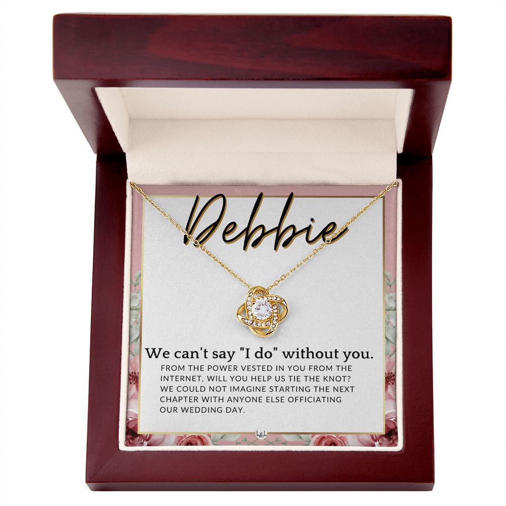 Wedding Officiant Proposal, Custom Name - From The Power Vested In You From The Internet , Pink Floral and Boho Wedding Theme - Jewelry - Personalized Gift