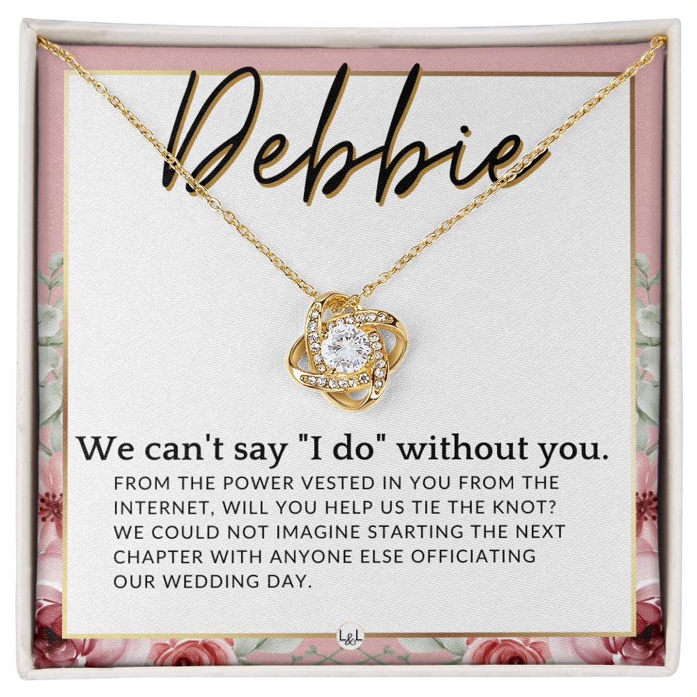 Wedding Officiant Proposal, Custom Name - From The Power Vested In You From The Internet , Pink Floral and Boho Wedding Theme - Jewelry - Personalized Gift