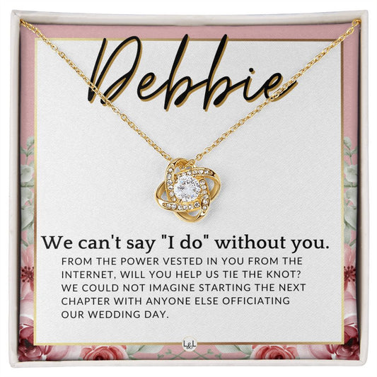 Wedding Officiant Proposal, Custom Name - From The Power Vested In You From The Internet , Pink Floral and Boho Wedding Theme - Jewelry - Personalized Gift