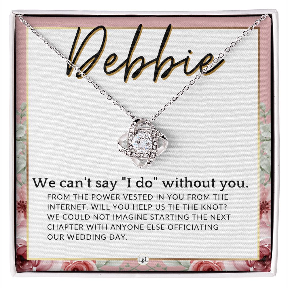 Wedding Officiant Proposal, Custom Name - From The Power Vested In You From The Internet , Pink Floral and Boho Wedding Theme - Jewelry - Personalized Gift
