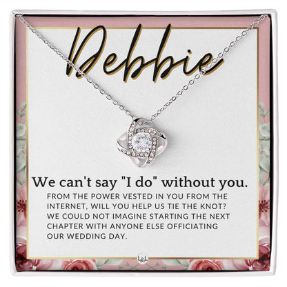 Wedding Officiant Proposal, Custom Name - From The Power Vested In You From The Internet , Pink Floral and Boho Wedding Theme - Jewelry - Personalized Gift