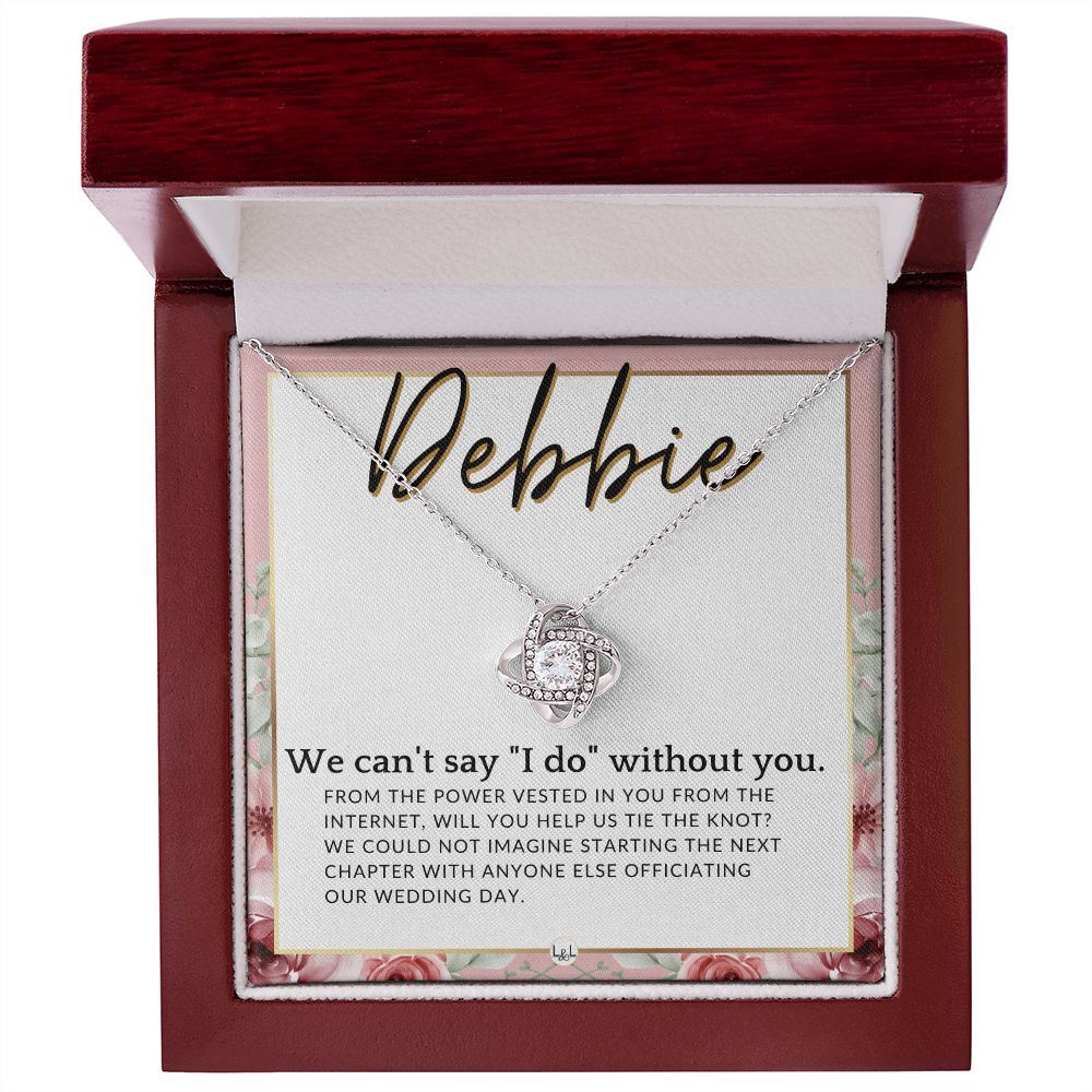 Wedding Officiant Proposal, Custom Name - From The Power Vested In You From The Internet , Pink Floral and Boho Wedding Theme - Jewelry - Personalized Gift