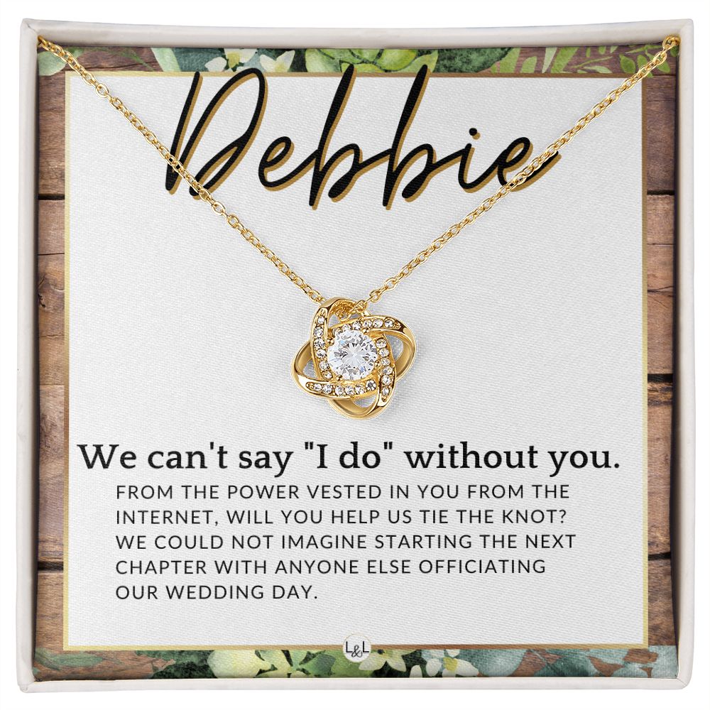 Wedding Officiant Proposal, Custom Name - From The Power Vested In You From The Internet , Rustic and Wood Wedding Theme - Jewelry - Personalized Gift