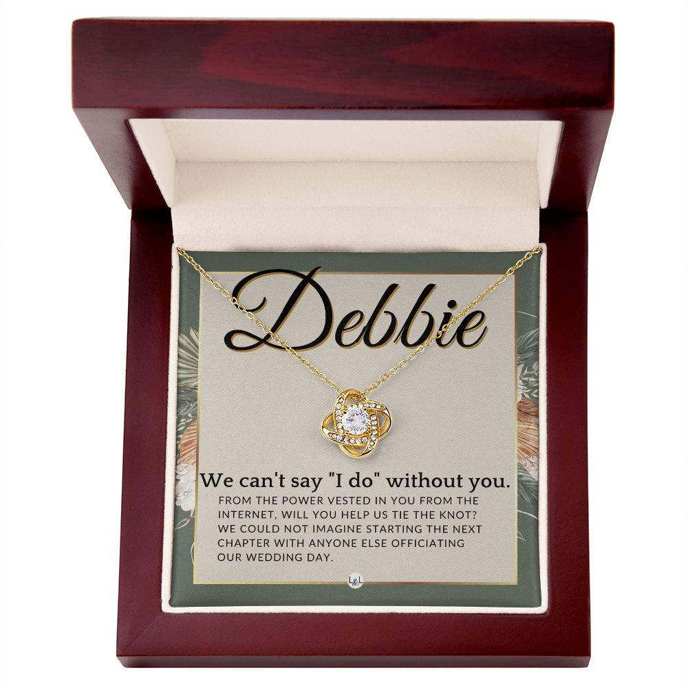 Wedding Officiant Proposal, Custom Name - From The Power Vested In You From The Internet , Sage Green & Boho Wedding Theme - Jewelry - Personalized Gift