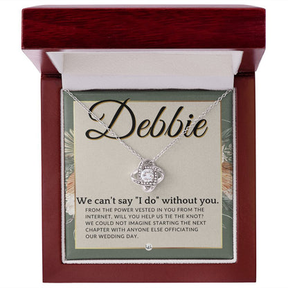 Wedding Officiant Proposal, Custom Name - From The Power Vested In You From The Internet , Sage Green & Boho Wedding Theme - Jewelry - Personalized Gift
