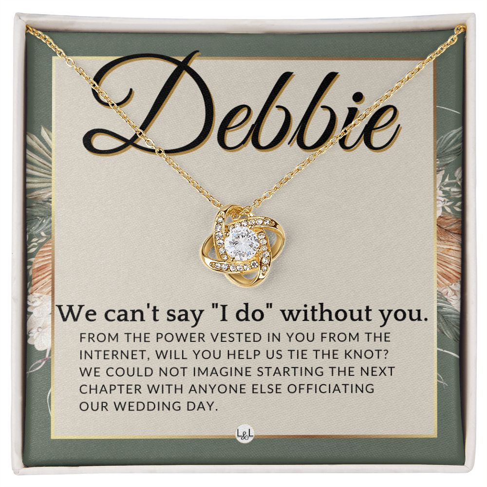 Wedding Officiant Proposal, Custom Name - From The Power Vested In You From The Internet , Sage Green & Boho Wedding Theme - Jewelry - Personalized Gift