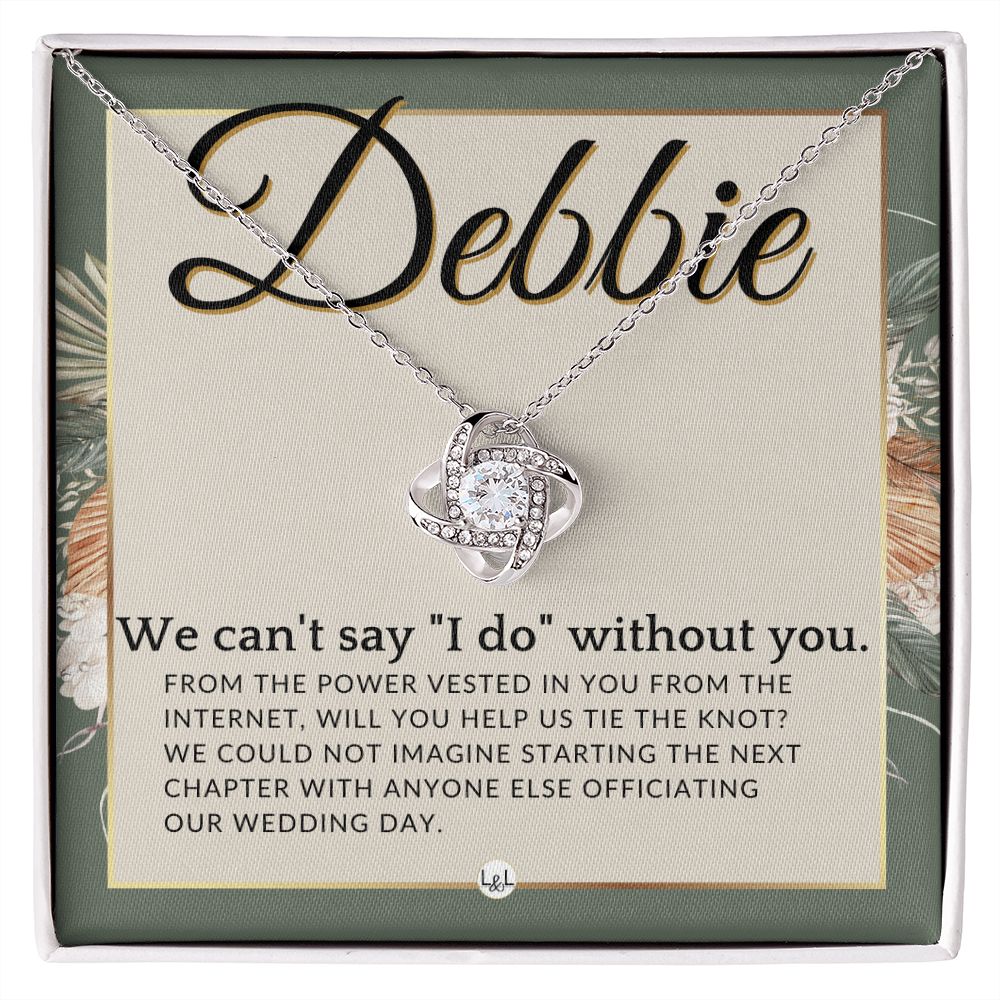 Wedding Officiant Proposal, Custom Name - From The Power Vested In You From The Internet , Sage Green & Boho Wedding Theme - Jewelry - Personalized Gift