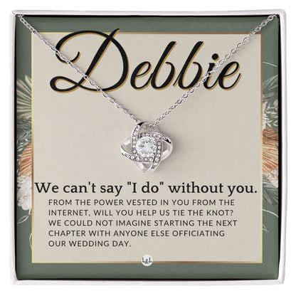 Wedding Officiant Proposal, Custom Name - From The Power Vested In You From The Internet , Sage Green & Boho Wedding Theme - Jewelry - Personalized Gift