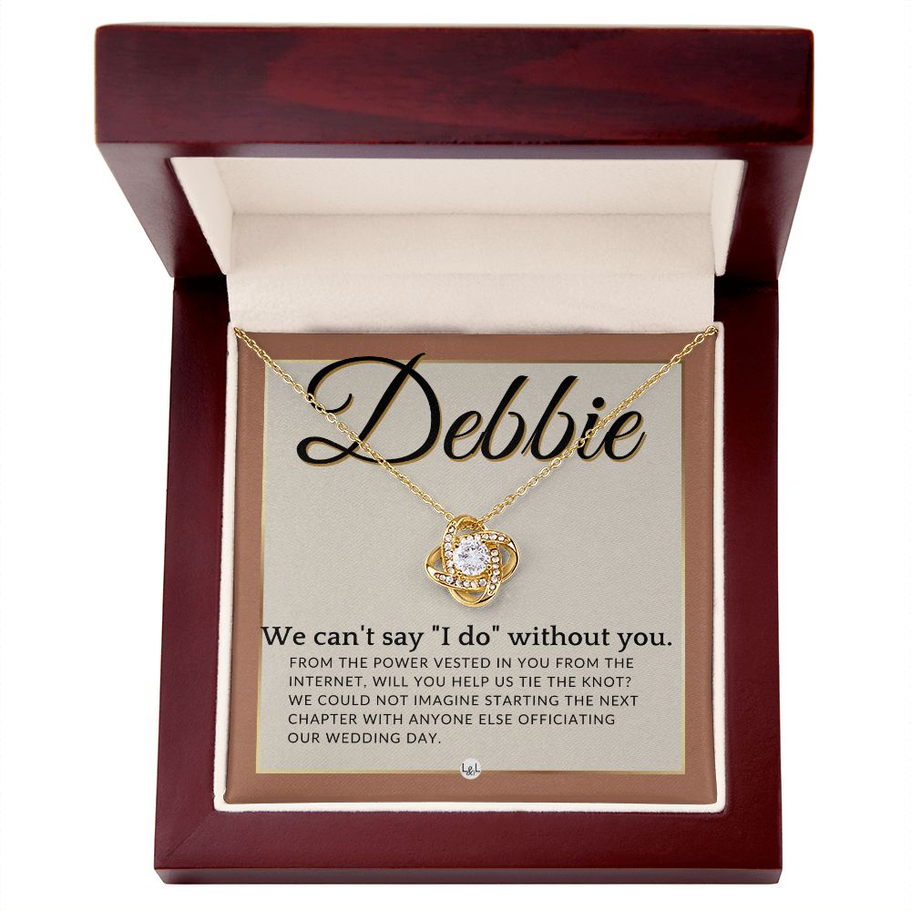 Wedding Officiant Proposal, Custom Name - From The Power Vested In You From The Internet , Terracotta, Rust And Gold Wedding Theme - Jewelry - Personalized Gift