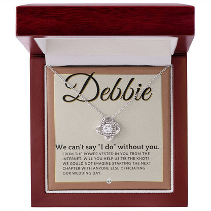 Wedding Officiant Proposal, Custom Name - From The Power Vested In You From The Internet , Terracotta, Rust And Gold Wedding Theme - Jewelry - Personalized Gift