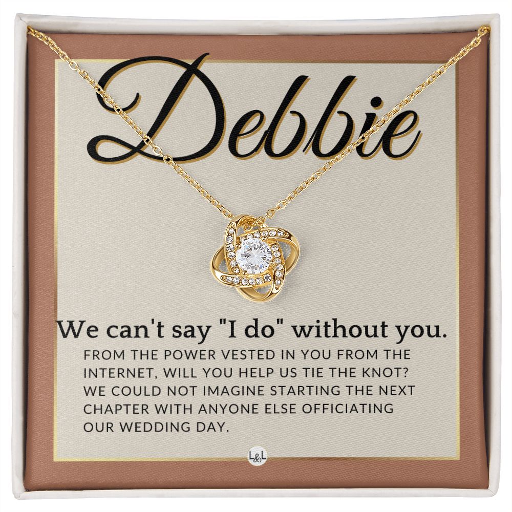 Wedding Officiant Proposal, Custom Name - From The Power Vested In You From The Internet , Terracotta, Rust And Gold Wedding Theme - Jewelry - Personalized Gift