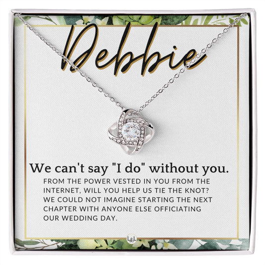 Wedding Officiant Proposal, Custom Name - From The Power Vested In You From The Internet , White and Green, Eucalyptus Wedding - Jewelry - Personalized Gift