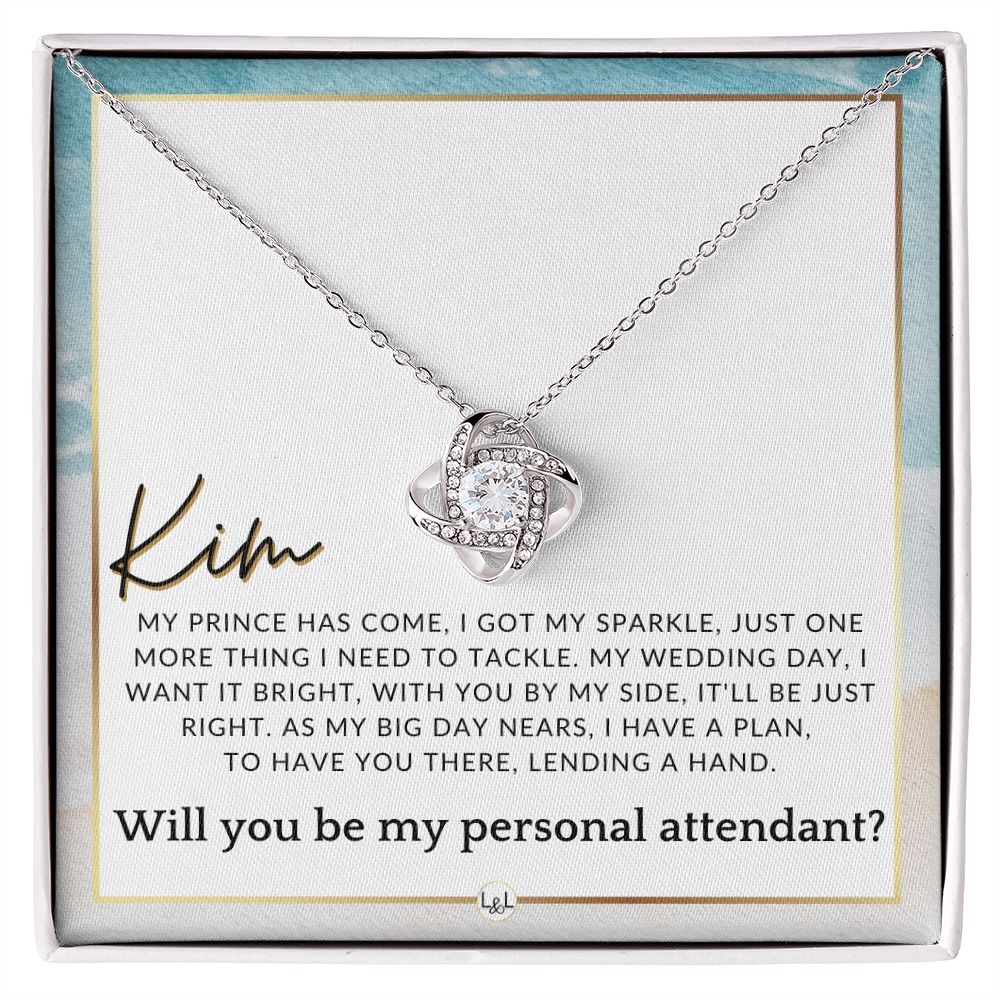 Wedding Personal Attendant Proposal, Custom Name - Wedding Helper - Wedding Party Gift Idea , Beach and Destination Wedding Theme - Jewelry - Personalized Gift