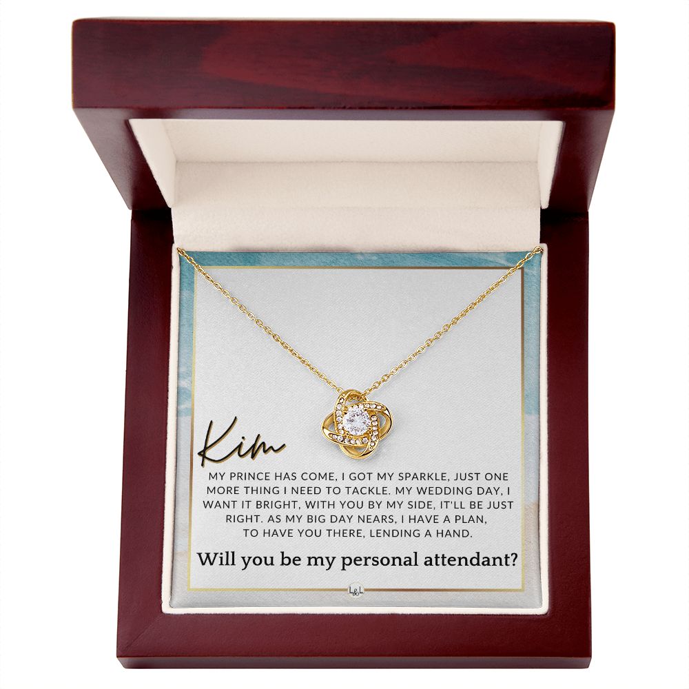 Wedding Personal Attendant Proposal, Custom Name - Wedding Helper - Wedding Party Gift Idea , Beach and Destination Wedding Theme - Jewelry - Personalized Gift