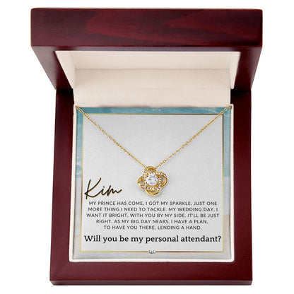 Wedding Personal Attendant Proposal, Custom Name - Wedding Helper - Wedding Party Gift Idea , Beach and Destination Wedding Theme - Jewelry - Personalized Gift