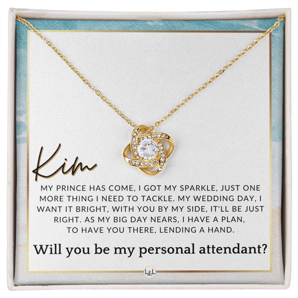 Wedding Personal Attendant Proposal, Custom Name - Wedding Helper - Wedding Party Gift Idea , Beach and Destination Wedding Theme - Jewelry - Personalized Gift