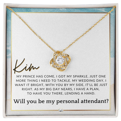 Wedding Personal Attendant Proposal, Custom Name - Wedding Helper - Wedding Party Gift Idea , Beach and Destination Wedding Theme - Jewelry - Personalized Gift
