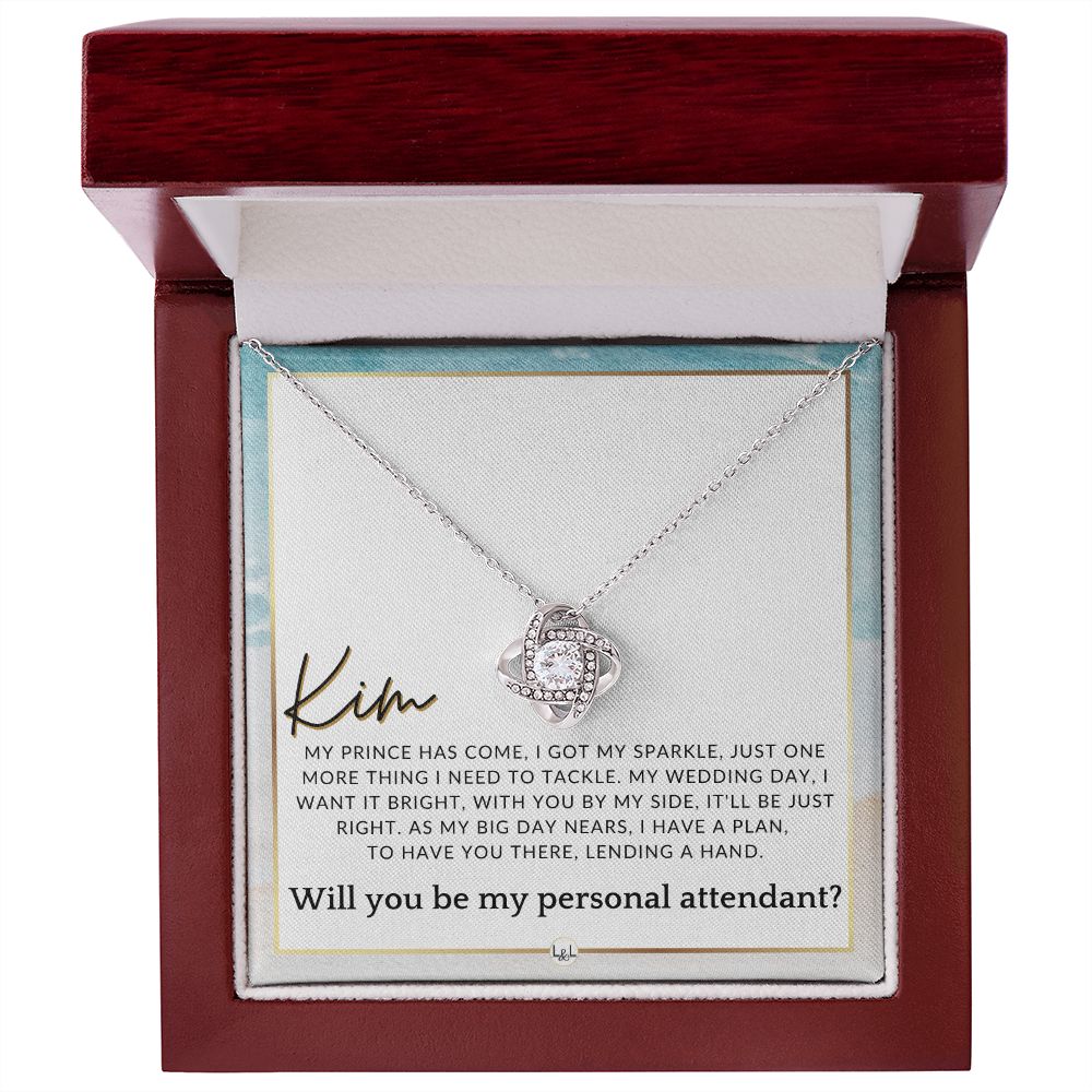 Wedding Personal Attendant Proposal, Custom Name - Wedding Helper - Wedding Party Gift Idea , Beach and Destination Wedding Theme - Jewelry - Personalized Gift