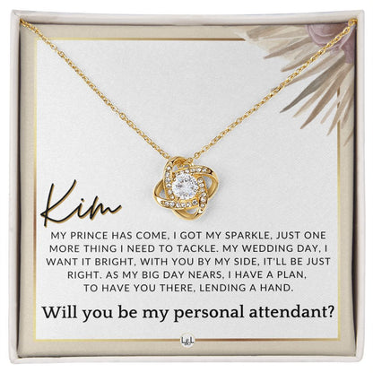 Wedding Personal Attendant Proposal, Custom Name - Wedding Helper - Wedding Party Gift Idea , Pink Floral and Boho Wedding Theme - Jewelry - Personalized Gift