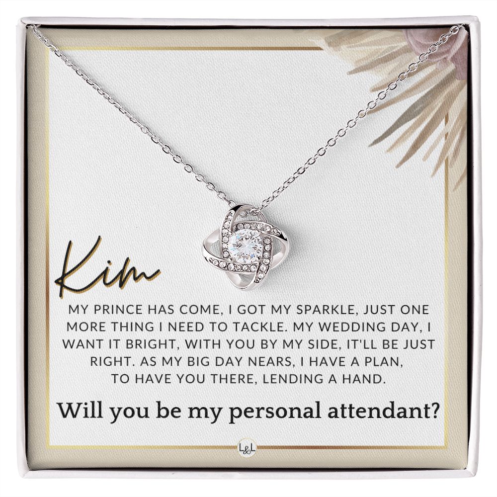 Wedding Personal Attendant Proposal, Custom Name - Wedding Helper - Wedding Party Gift Idea , Pink Floral and Boho Wedding Theme - Jewelry - Personalized Gift
