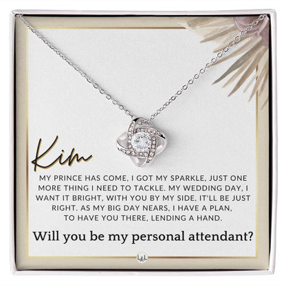 Wedding Personal Attendant Proposal, Custom Name - Wedding Helper - Wedding Party Gift Idea , Pink Floral and Boho Wedding Theme - Jewelry - Personalized Gift