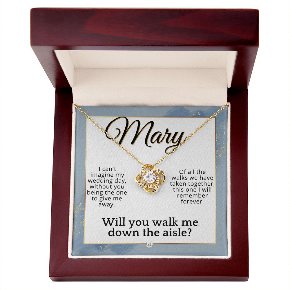 Will You Walk Me Down The Aisle - Custom Name Wedding Day Give Me Away Proposal From The Bride , Dusty Blue And Gold Wedding Theme - Jewelry - Personalized Gift