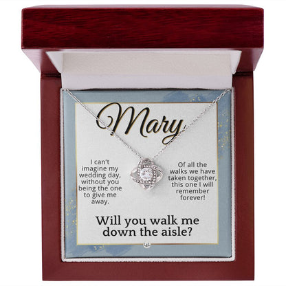 Will You Walk Me Down The Aisle - Custom Name Wedding Day Give Me Away Proposal From The Bride , Dusty Blue And Gold Wedding Theme - Jewelry - Personalized Gift