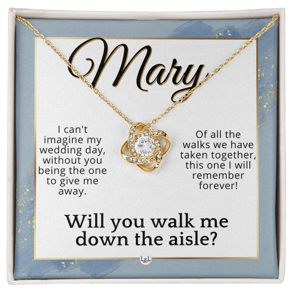 Will You Walk Me Down The Aisle - Custom Name Wedding Day Give Me Away Proposal From The Bride , Dusty Blue And Gold Wedding Theme - Jewelry - Personalized Gift