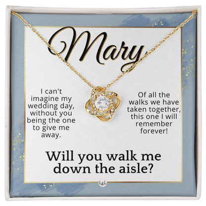 Will You Walk Me Down The Aisle - Custom Name Wedding Day Give Me Away Proposal From The Bride , Dusty Blue And Gold Wedding Theme - Jewelry - Personalized Gift