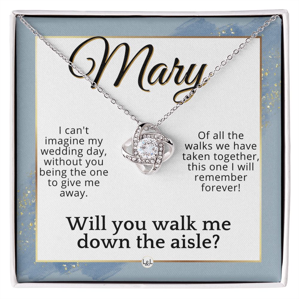 Will You Walk Me Down The Aisle - Custom Name Wedding Day Give Me Away Proposal From The Bride , Dusty Blue And Gold Wedding Theme - Jewelry - Personalized Gift