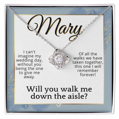 Will You Walk Me Down The Aisle - Custom Name Wedding Day Give Me Away Proposal From The Bride , Dusty Blue And Gold Wedding Theme - Jewelry - Personalized Gift
