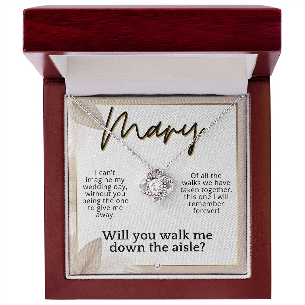 Will You Walk Me Down The Aisle - Custom Name Wedding Day Give Me Away Proposal From The Bride , Pink Floral and Boho Wedding Theme - Jewelry - Personalized Gift
