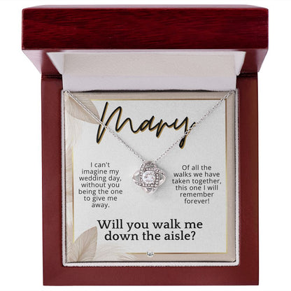 Will You Walk Me Down The Aisle - Custom Name Wedding Day Give Me Away Proposal From The Bride , Pink Floral and Boho Wedding Theme - Jewelry - Personalized Gift