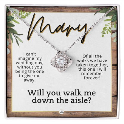 Will You Walk Me Down The Aisle - Custom Name Wedding Day Give Me Away Proposal From The Bride , Rustic and Wood Wedding Theme - Jewelry - Personalized Gift