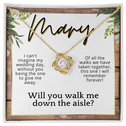 Will You Walk Me Down The Aisle - Custom Name Wedding Day Give Me Away Proposal From The Bride , Rustic and Wood Wedding Theme - Jewelry - Personalized Gift