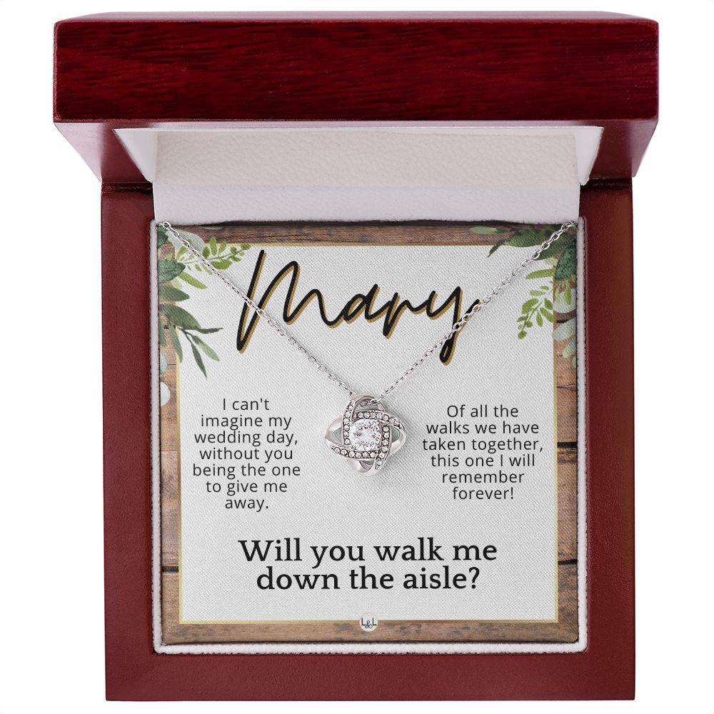 Will You Walk Me Down The Aisle - Custom Name Wedding Day Give Me Away Proposal From The Bride , Rustic and Wood Wedding Theme - Jewelry - Personalized Gift