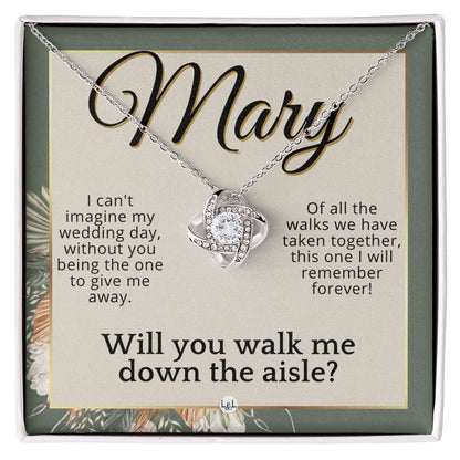 Will You Walk Me Down The Aisle - Custom Name Wedding Day Give Me Away Proposal From The Bride , Sage Green & Boho Wedding Theme - Jewelry - Personalized Gift
