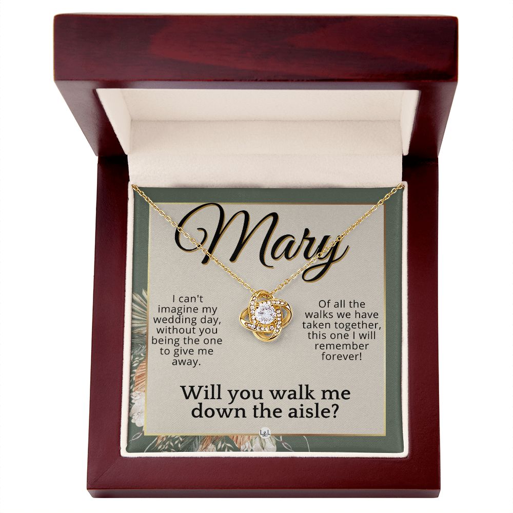Will You Walk Me Down The Aisle - Custom Name Wedding Day Give Me Away Proposal From The Bride , Sage Green & Boho Wedding Theme - Jewelry - Personalized Gift